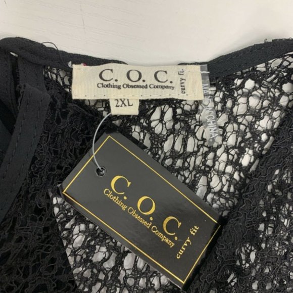 C.O.C. Women's Duo Fabric Woven Top Black 2XL X396 - Picture 4 of 4